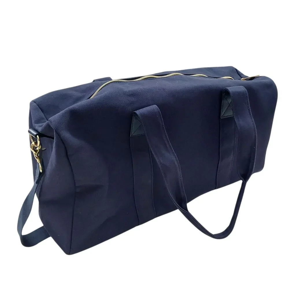 Ralph Lauren Duffle Bag Large Navy Cotton Canvas Weekend Travel Preppy Retro